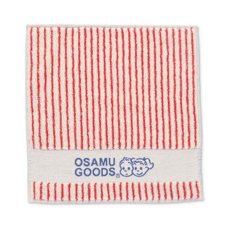 OSAMU GOODS】タオルハンカチ（ストライプ/RD）29-3830070R